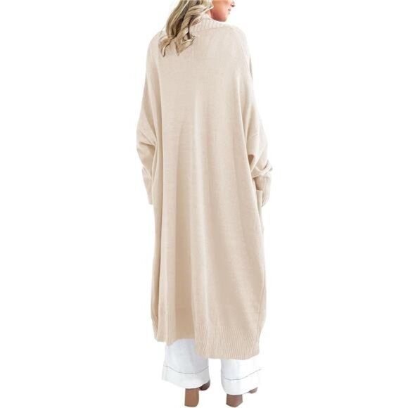 Womens Long Cardigan Sweaters with Pockets Apricot - Picture 3 of 5